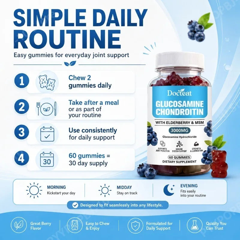 Glucosamine Chondroitin Gummies 3000mg | Elderberry MSM Turmeric