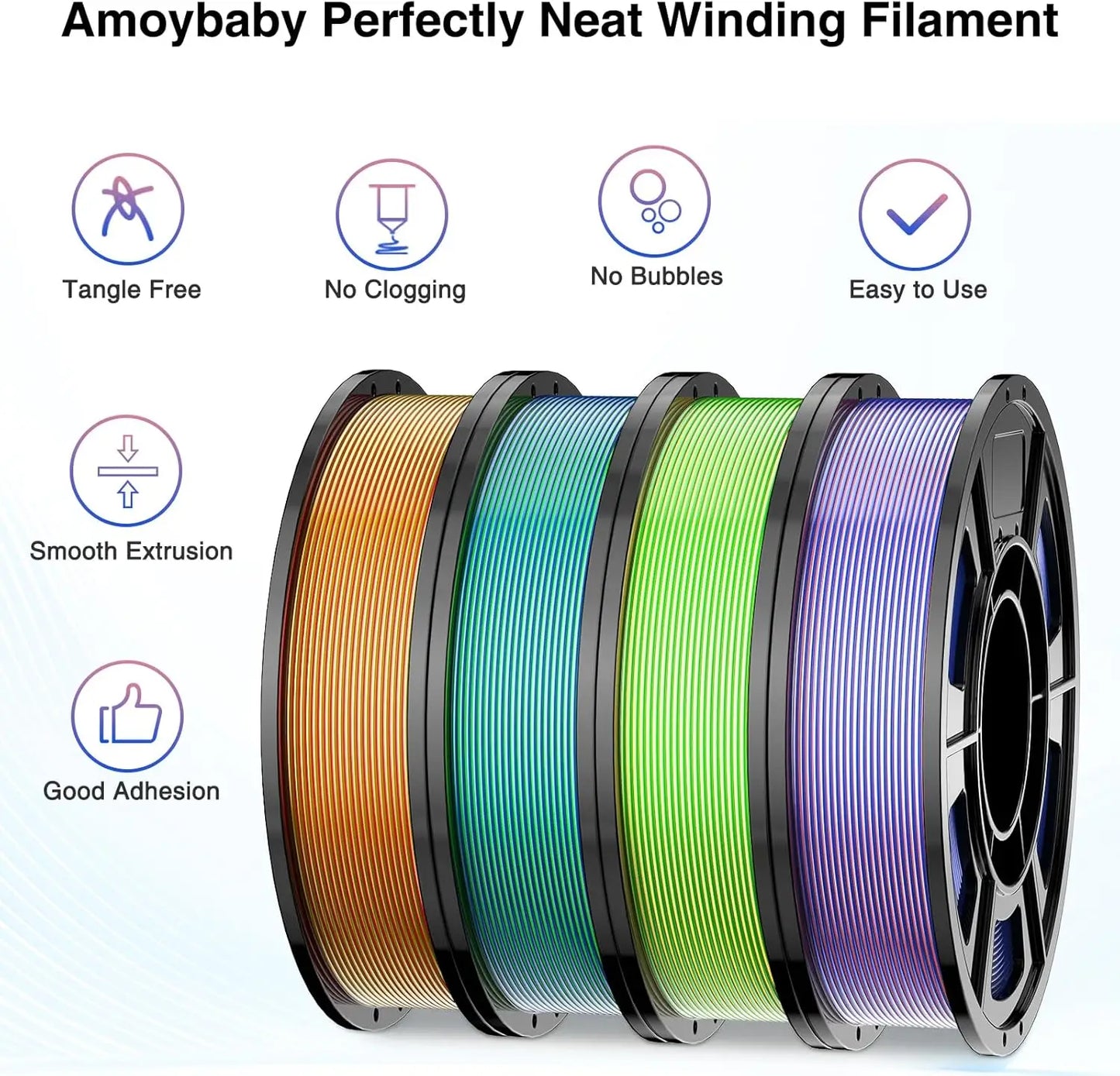 Dual-Color Shiny PLA Filament 1.75mm | 4 Colors, 200g–1kg