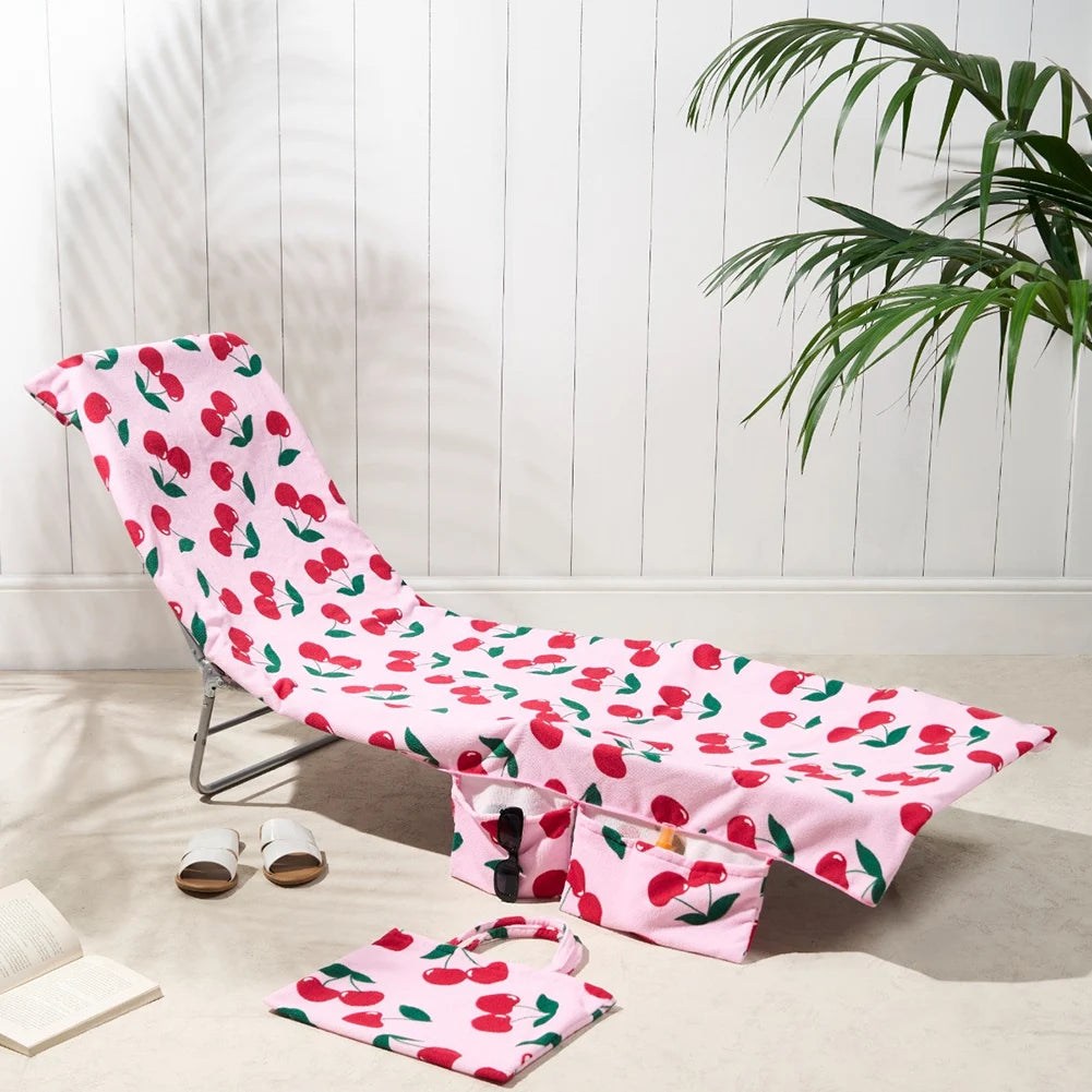 Lounge Chair Towel Cover,2-In-1 Beach Chair Cover Handbag,Super Absorbent And Soft Foldable Beach Chair Cover,for Beach/Hotels Peaceful Pleasures Health and Wellness