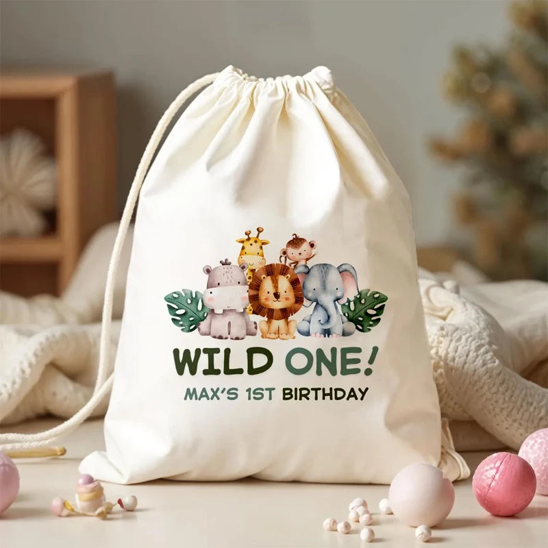 Personalized Wild One Jungle Birthday Favor Bags – Set of 4 Party Favor Bags Peaceful Pleasures Health and Wellness