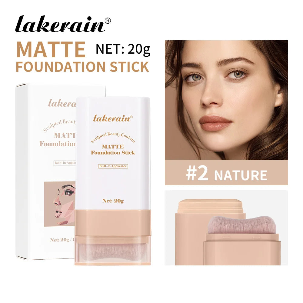 Lakerain Matte Foundation Stick Powerful Coverage Brighten Skin Tone Not Easy Melt Lightweight Smooth Texture Foundation Stick Peaceful Pleasures Health and Wellness Nature