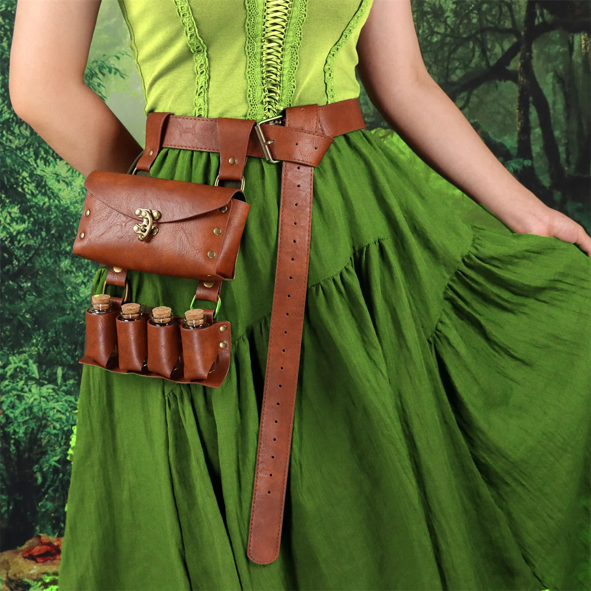 Renaissance Leather Belt Medieval Wizard Alchemy Glass Magic Bottle