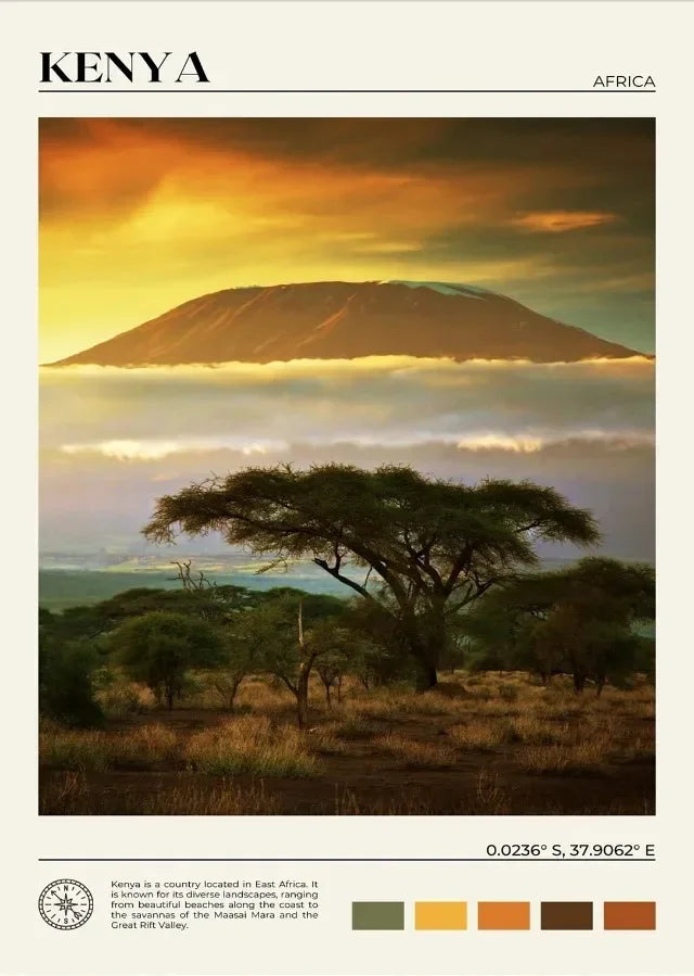Canvas Painting Wall Art Picture Zimbabwe Somalia Morocco Ethiopia Cape Town Africa Travel Study Poster for Room Office Decor Peaceful Pleasures Health and Wellness 19 30x40cm Unframed