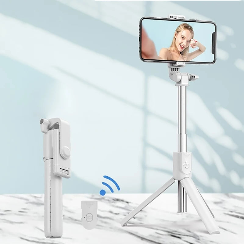 H1 Wireless Bluetooth Selfie Stick tripod monopod stand Phone holder for Outdoor travel 3 IN 1 Peaceful Pleasures Health and Wellness White