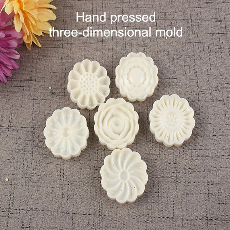 Mooncake Mold Mid-Autumn Festival Hand-Pressure Flower Moon Cake Mould DIY Hand Mooncake Pressure Fondant Decoration Tools Peaceful Pleasures Health and Wellness