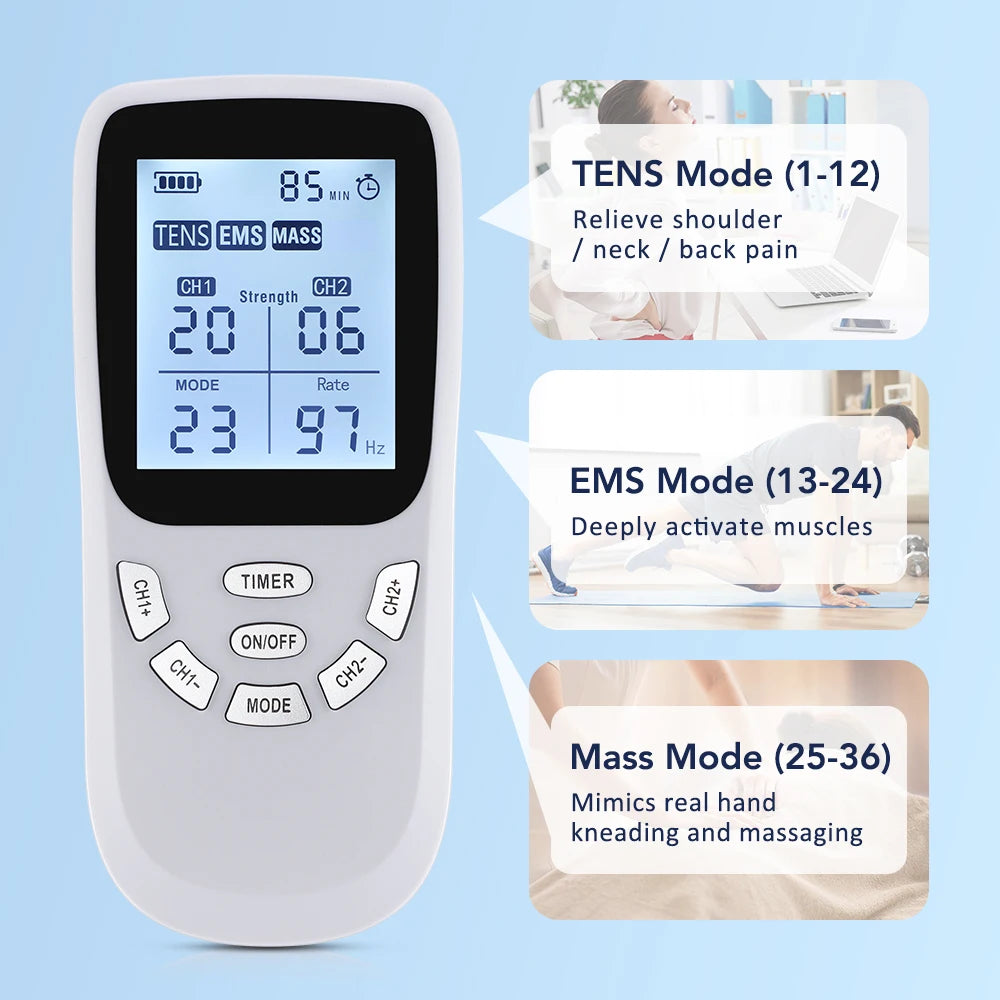 36 Modes Physiotherapy Tens Electric Muscle Stimulator EMS Acupuncture Full Body Massage Digital Therapy Slimming Machine Peaceful Pleasures Health and Wellness