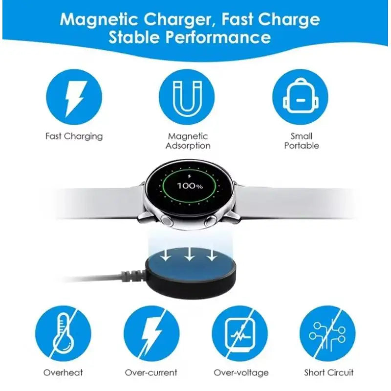 Portable Magnetic Watch Wireless Charger USB Cable Fast Charging Dock Station For Samsung Galaxy Watch 8 7 6 5pro 5 4 3 Active 2 Peaceful Pleasures Health and Wellness