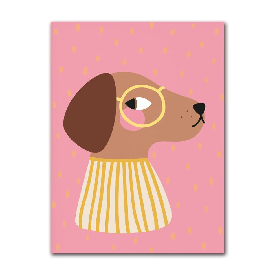 Cute Animals Canvas Print – Kids Nursery Wall Art Poster