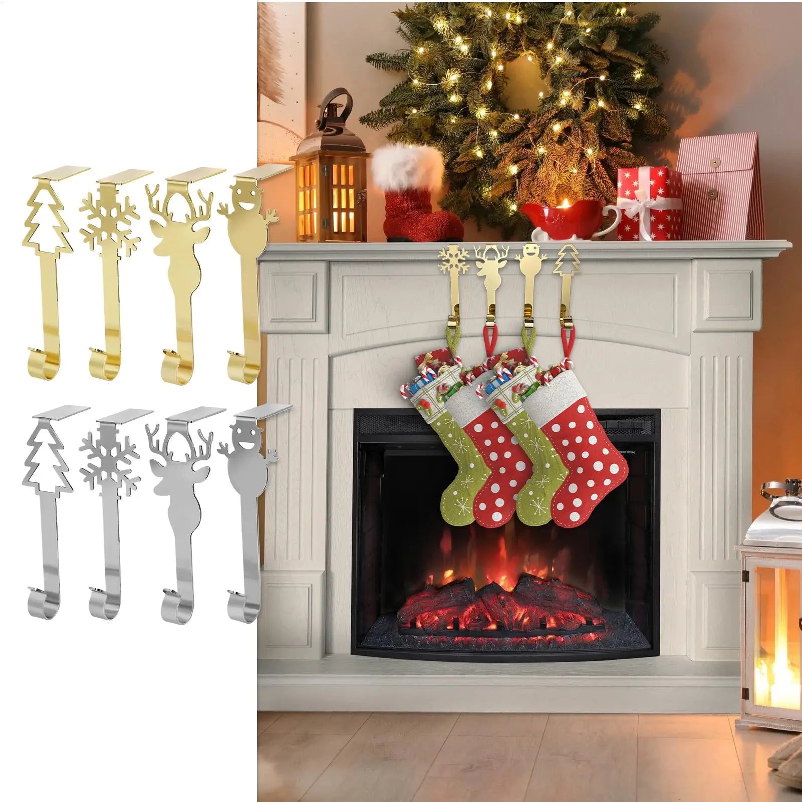 Heavy Duty Non-Slip Mantel Stocking Holders Set of 4 Stocking Holder Set Peaceful Pleasures Health and Wellness