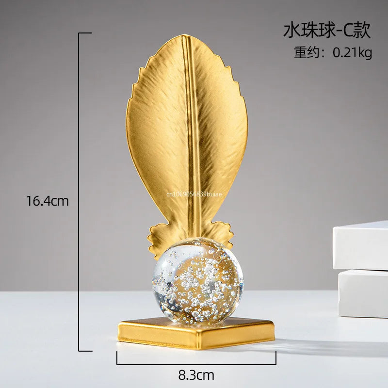 1Pc Modern Light Luxury Living Room Decor Ornaments Wrought Iron Crystal Ball Abstract Model Crafts Desktop Ornaments Home Decor Peaceful Pleasures Health and Wellness