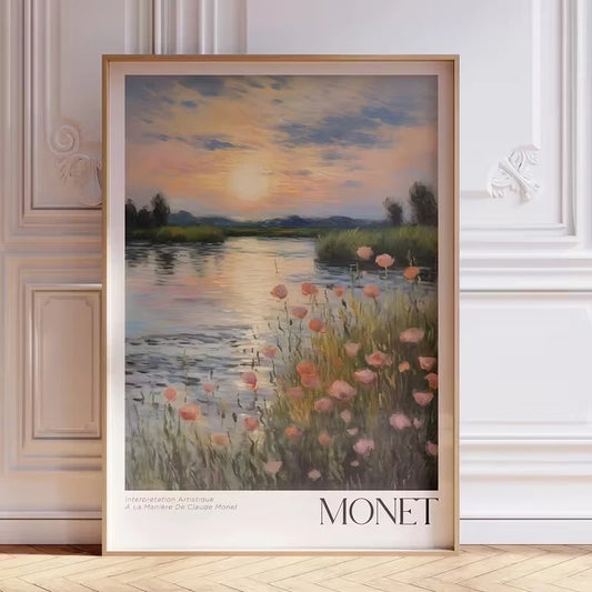 Modern Vintage Floral Canvas Wall Art Print | Home Decor Canvas Wall Art Peaceful Pleasures Health and Wellness G4264 40x50cm Metal Framed