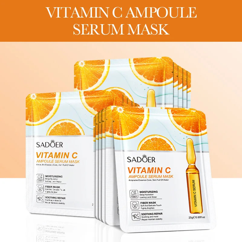 15pcs SADOER 24K Gold Vitamin C Hyaluronic Acid Facial Masks for Face Moisturizing Firming Hydrating Face Mask Facial Skin Care Peaceful Pleasures Health and Wellness Vitamin C