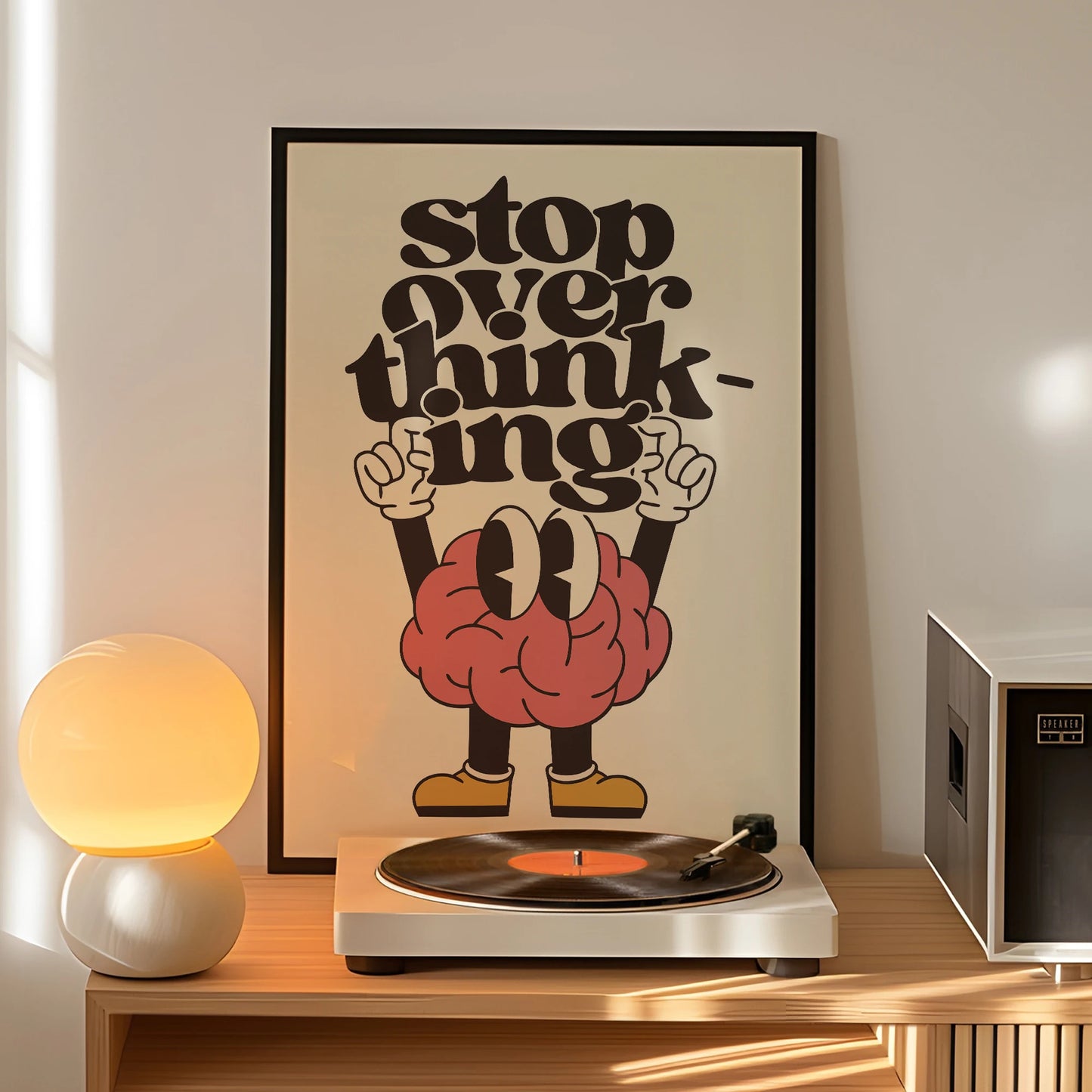 Stop Overthinking Brain And Shoes Wall Art Prints Canvas Painting Poster Picture For Living BedRoom Home Decor Peaceful Pleasures Health and Wellness