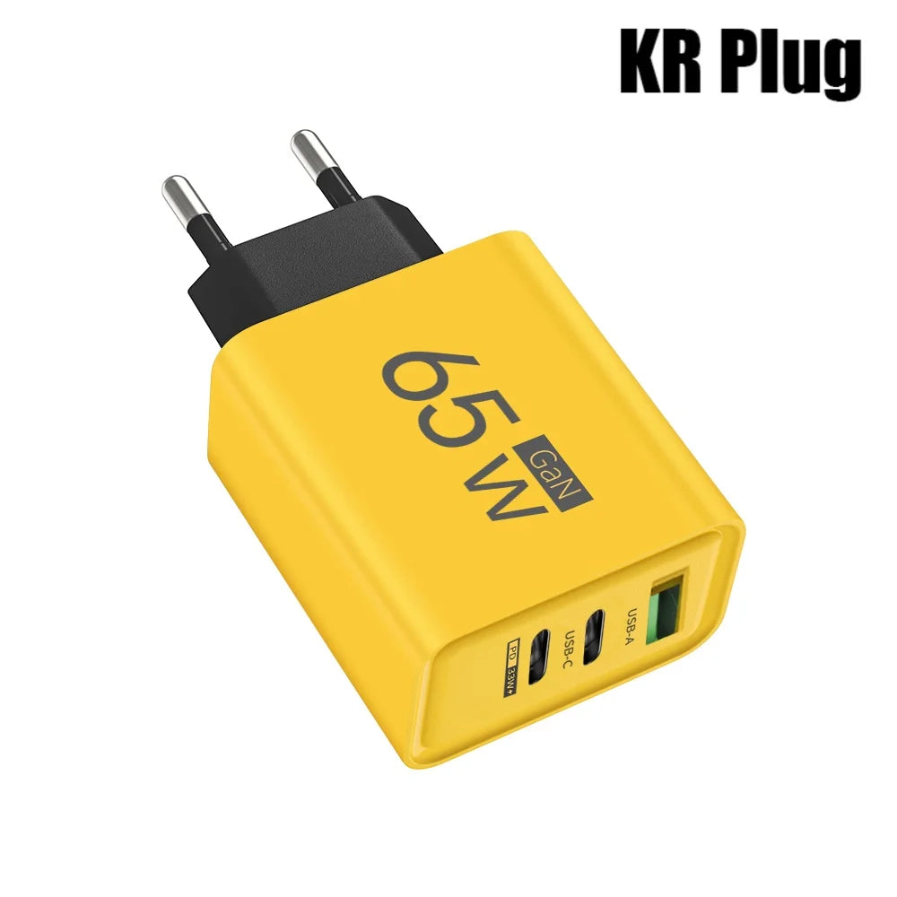 67W GaN Fast Charger USB-C PD 3.0 QC 4.0 Multi-Port Wall Adapter