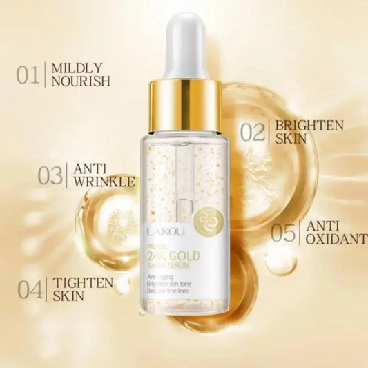 LAIKOU 24K Gold Snail Serum – Hydrating & Brightening Face Essence Gold Snail Face Serum Oasis Select