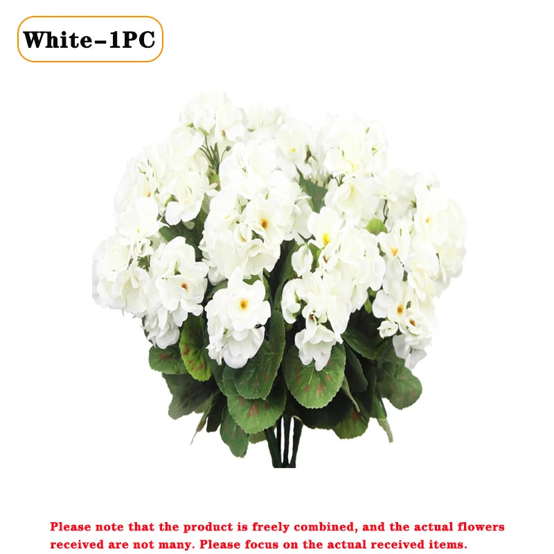 Lifelike Silk Begonia Geranium Artificial Flower Arrangement
