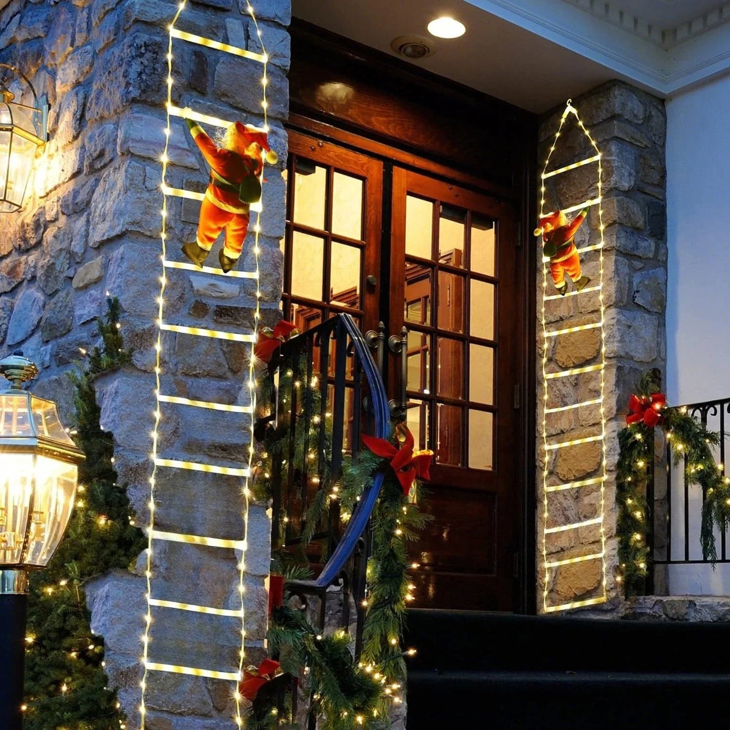 3M Santa Claus Climbing Ladder USB Warm LED Christmas Light Decor