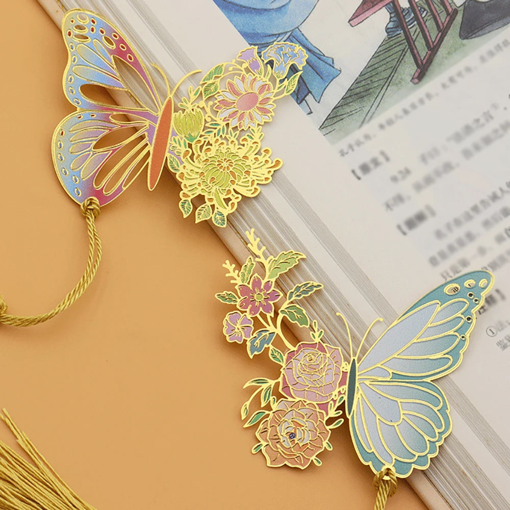 Chinese Butterfly Metal Bookmark Hollowed Out Antique Teacher's Day