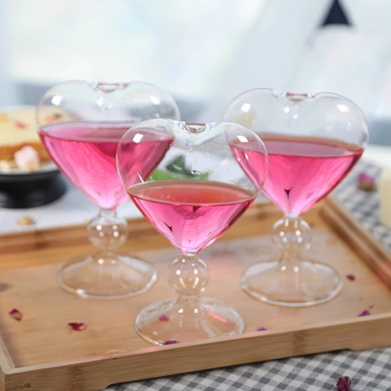 Heart-Shaped Glass Mug – Cocktail, Coffee & Tea Cup Gift