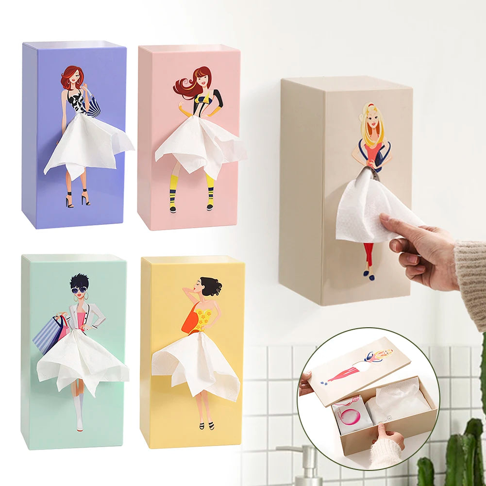 Pop-Art Flying Skirt Tissue Box Novelty Cartoon Anime Box Holder Cute Puffy Skirt Girl Tissue Box Desktop Decorative Ornaments Peaceful Pleasures Health and Wellness