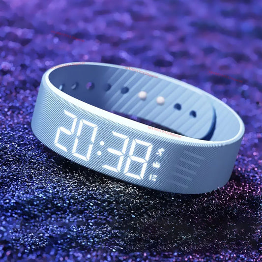 LED Digital Alarm Clock Watch Adjustable Snooze-proof Alarm Bracelet with Running Pedometer IP65 Waterproof Vibrating Alarm Hw12 Peaceful Pleasures Health and Wellness