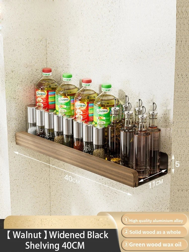 Wall Mounted Solid Wood Spice Rack | Kitchen Seasoning Storage