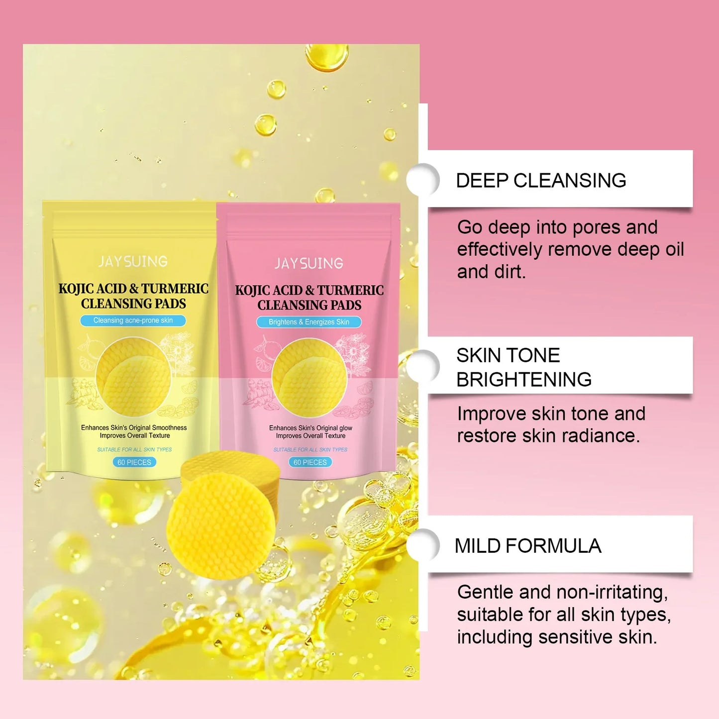 Turmeric Exfoliating Facial Pads – Anti-Acne & Deep Cleanse