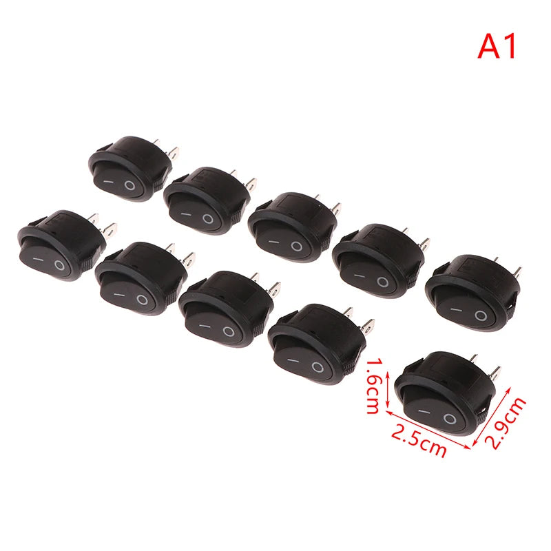 KCD1 KCD7 Oval Rocker Switch 2-Pin ON-OFF – 10 Pack