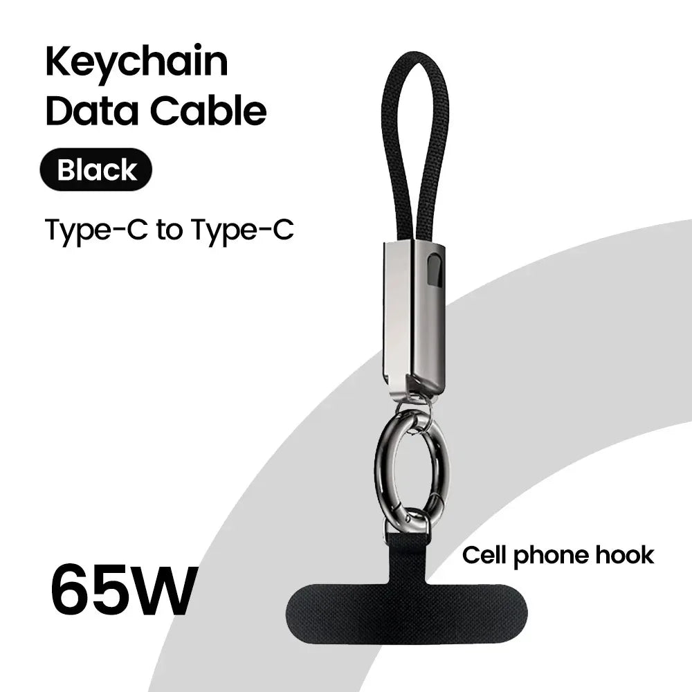 PD 65W USB-C to USB-C Keychain Fast Charging Cable 10cm