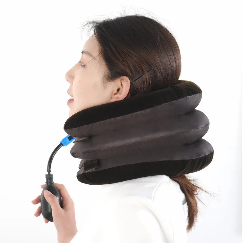 U Neck Pillow Air Inflatable Pillow Cervical Brace Neck Shoulder Pain Relax Support Massager Pillow Air Cushion Traction Soft Peaceful Pleasures Health and Wellness