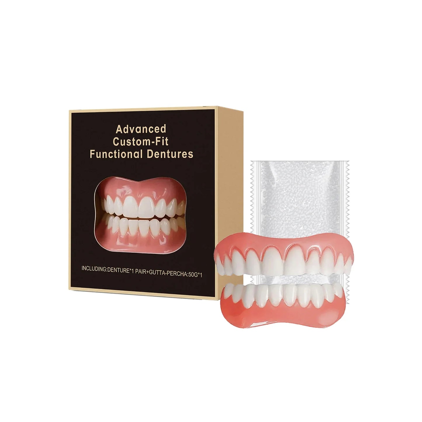 Silicone Denture Kit – Soft Fake Teeth Upper & Lower Veneers