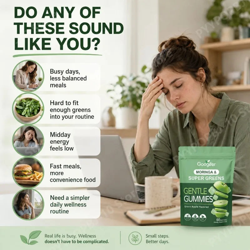 Googeer Moringa Super Greens Gummies | Green Apple | 60ct