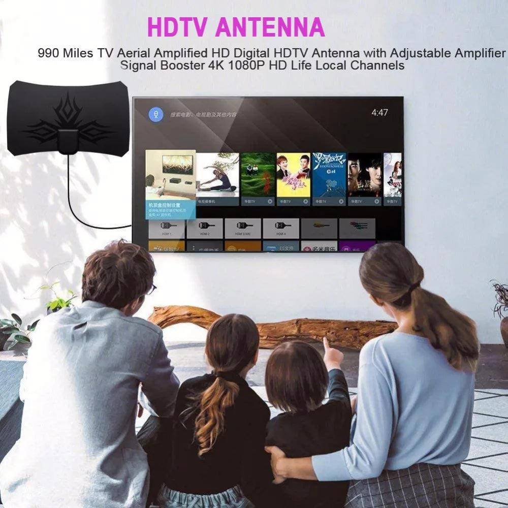 4K 1080P HDTV Indoor Antenna – ATSC DVB-T2 Flame Design 35dBi