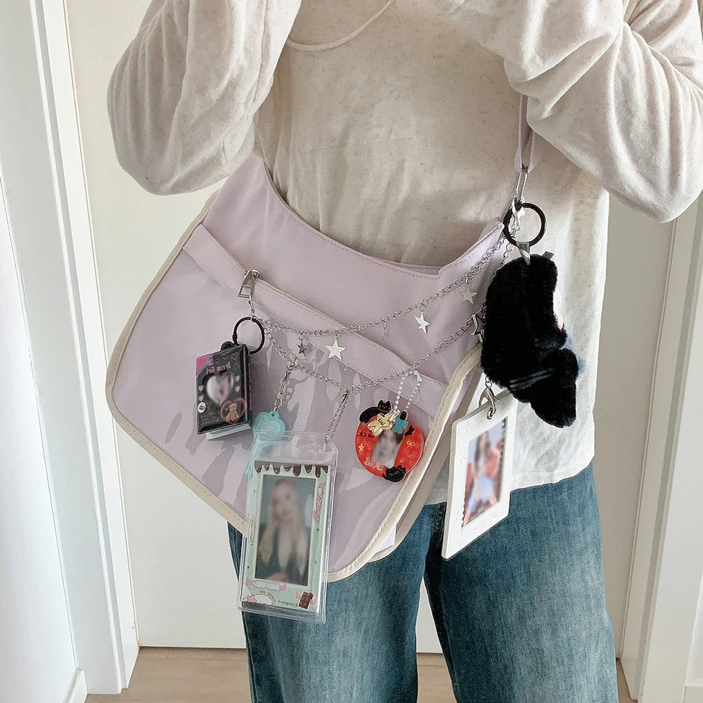 Sweet Cool Double Layered Love Chain Bag Buckle Student DIY Star