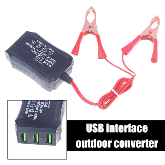 8V-24V Power Adapter Converter USB Interface With Battery Clip Outdoor Emergency Power Adapter For Phone LED Light Peaceful Pleasures Health and Wellness