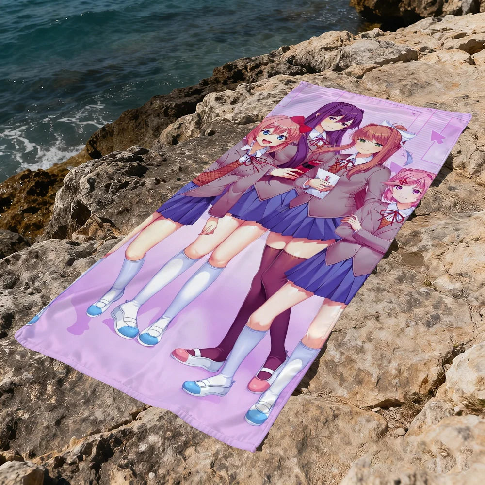 D-Doki Anime Club Quick-Dry Beach Towel | Soft Pool Towel Gift Quick-Dry Beach Towel Peaceful Pleasures Health and Wellness