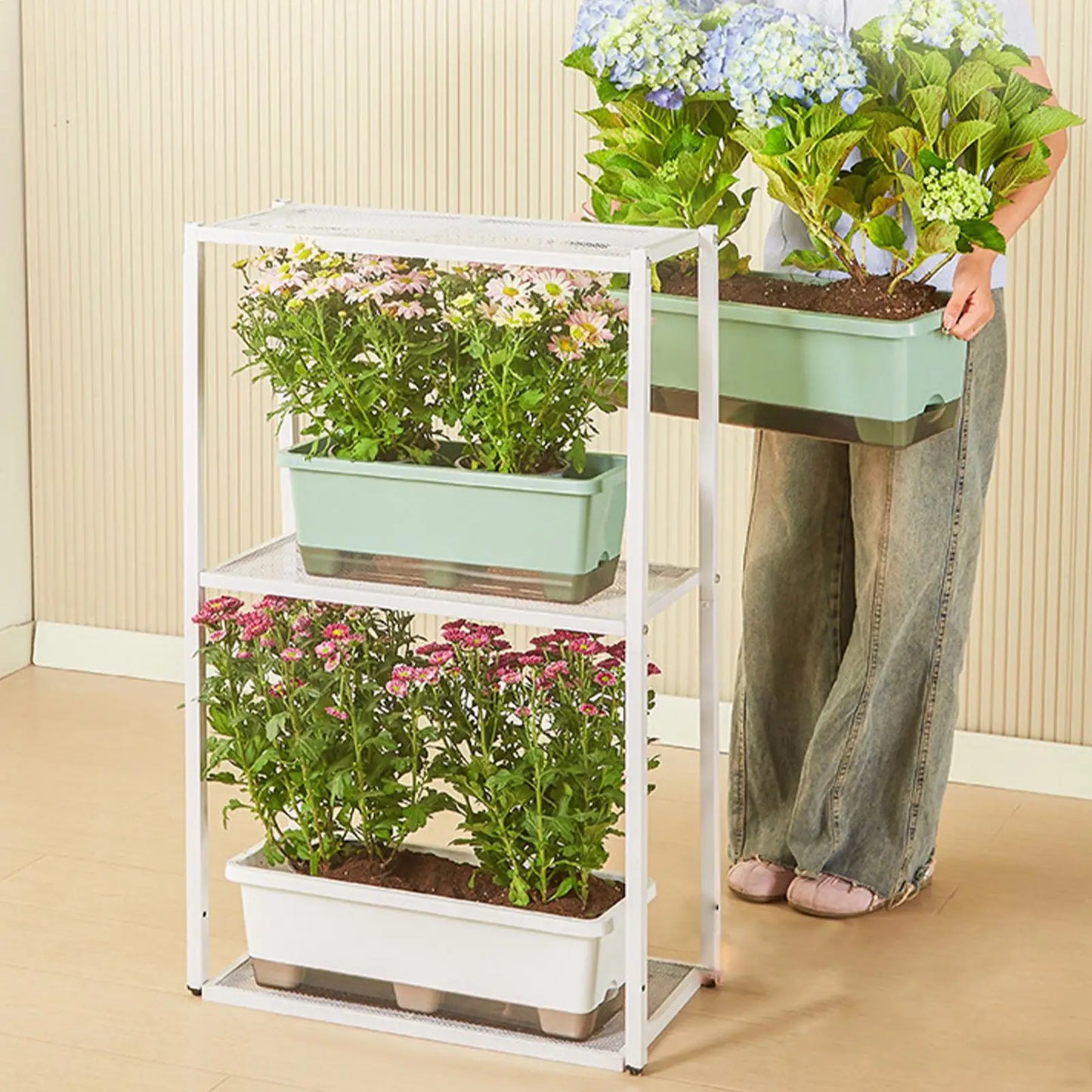 Self-Watering Rectangular Planter Pot | Tomatoes & Flowers