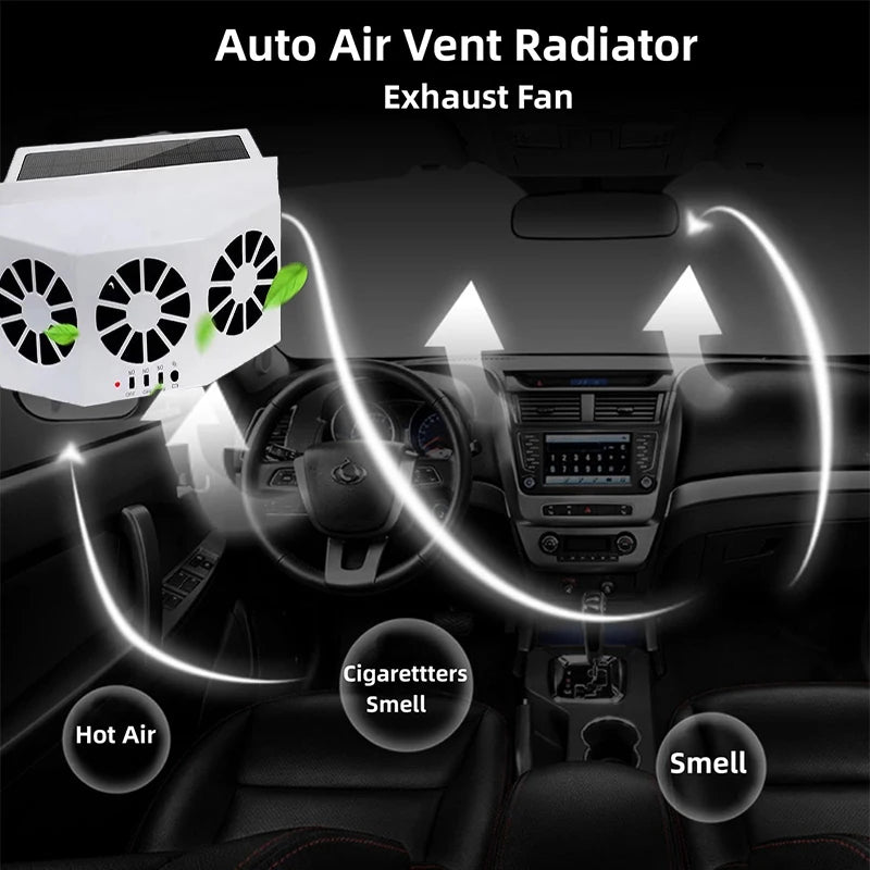 Summer Solar Powered Vehicle Exhaust Fan Car Window Auto Fan Cool Ventilation Cooling air Conditioning Exhaust Peaceful Pleasures Health and Wellness