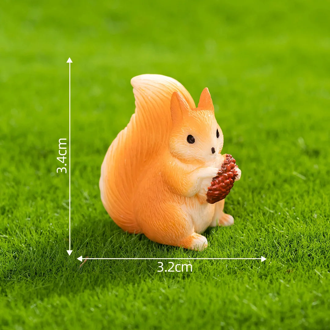 Squirrel Figurine Miniatures Pine Cones Cute Mini Animals Figurine Model for Desk Garden Decoration for Home Resin Diy Crafts Peaceful Pleasures Health and Wellness 03