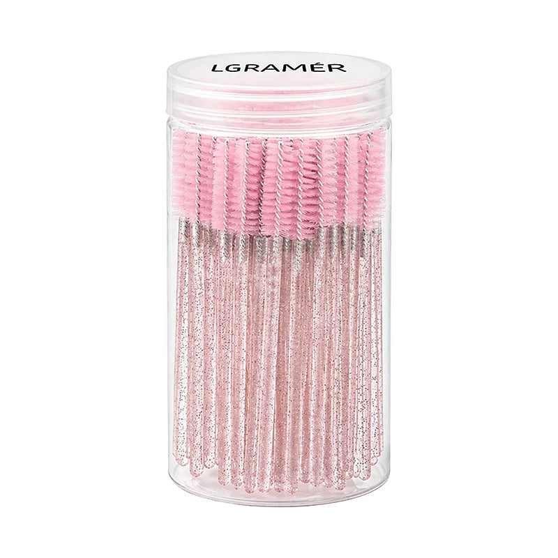 Multiple colors 50/100 pcs Extension Eyelash brush Disposable Eye lashes Make Up Brushes Mascara Wand Applicator Makeup tools Peaceful Pleasures Health and Wellness Crystal Pink-100pcs