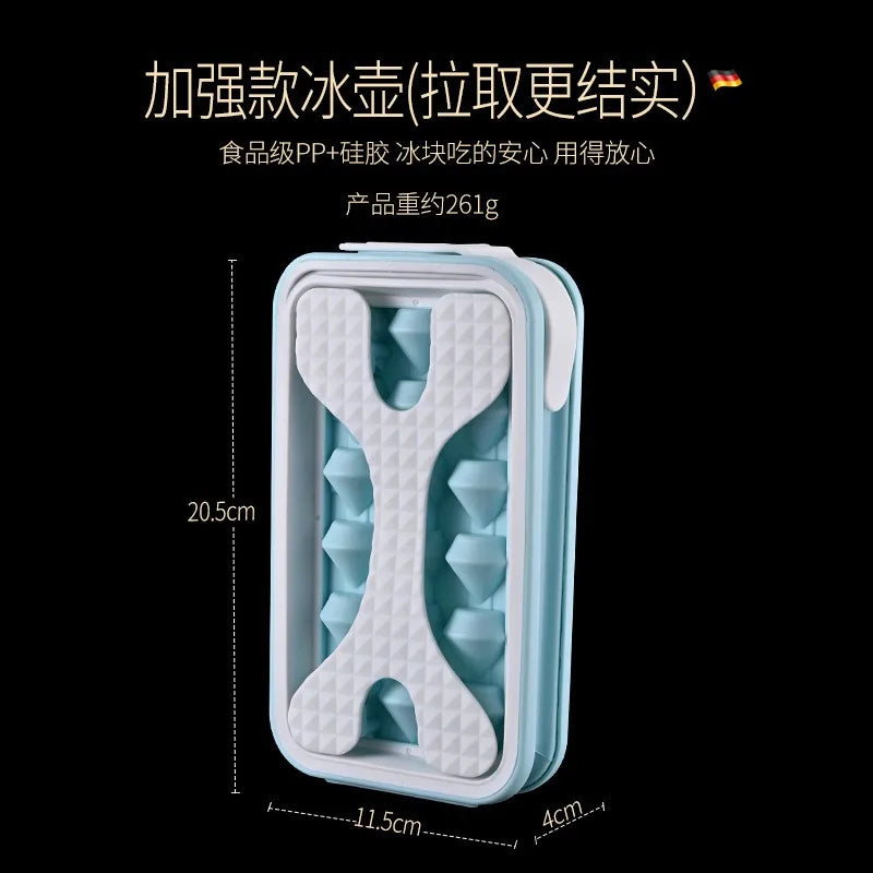 Ice Cube Maker Folding Ice Water Bottle made of Silicone Tray Mold for Portable Cooler Gem Shape Water Bottle Reusable Machine Peaceful Pleasures Health and Wellness Light Blue Gem M