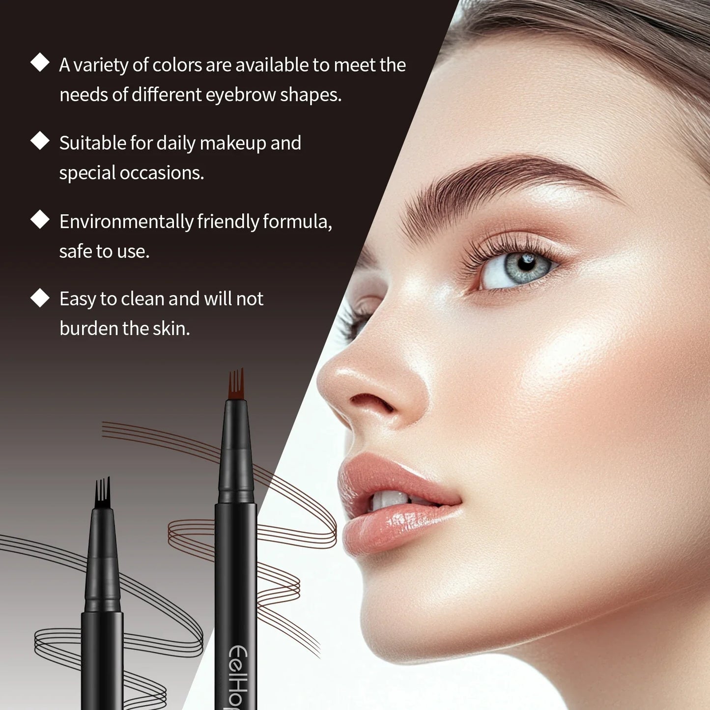 Eelhope 4-Pronged Eyebrow Pencil – Waterproof Micro Tip 3D