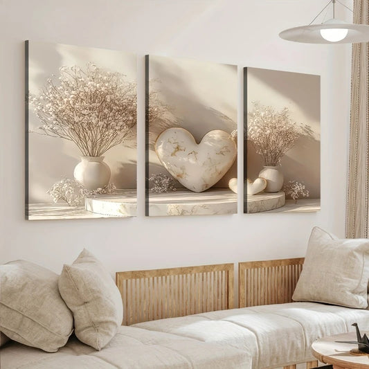 3-Piece Minimalist Floral Canvas Wall Art | Unframed Prints Canvas Wall Art Peaceful Pleasures Health and Wellness