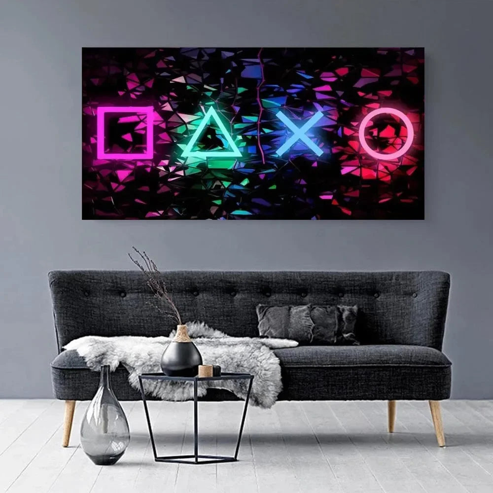 Creative Neon Game Symbol Poster Printing, Wall Art Pictures, Boy Room Decoration, Birthday Gift, Wall Decoration, Home Decor Peaceful Pleasures Health and Wellness