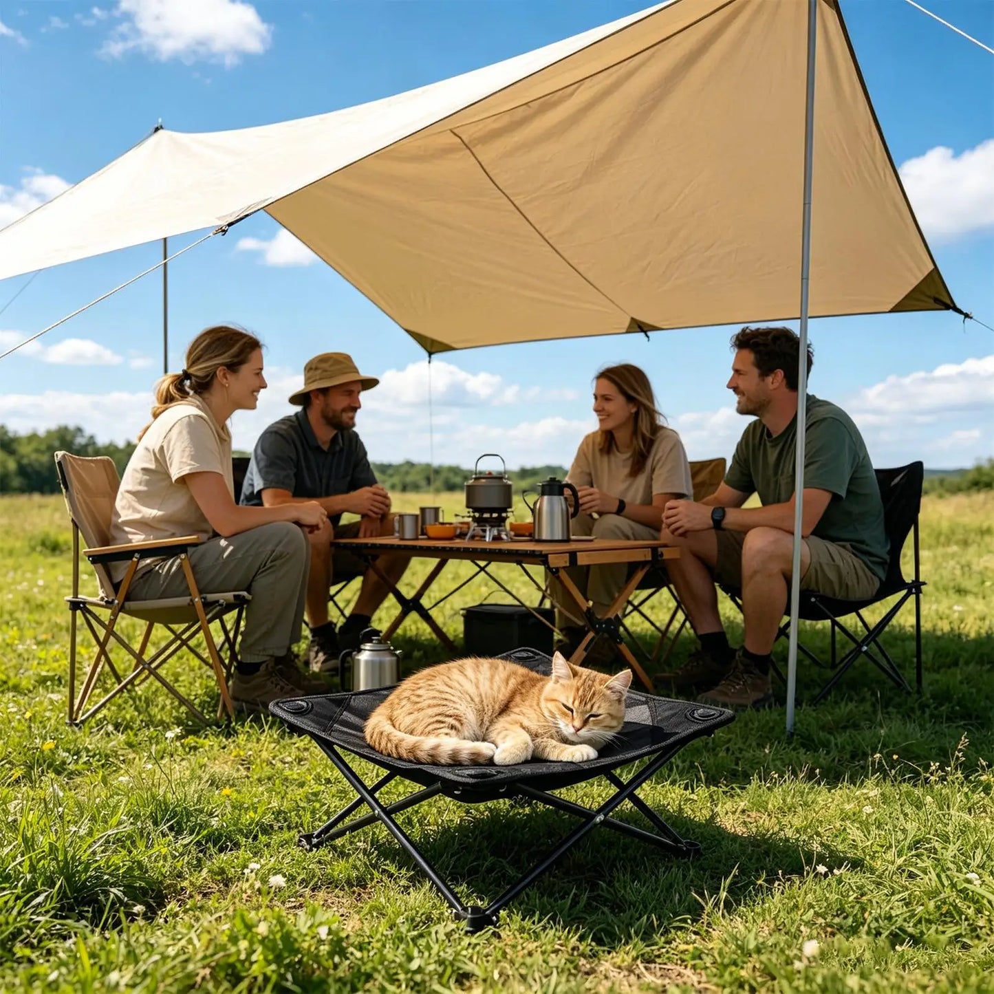 Foldable Dog Bed Moisture-Resistant Storage Bag Included Outdoor Mesh Sleeping Bed For Living Room Camping Yard Balcony Garden Peaceful Pleasures Health and Wellness