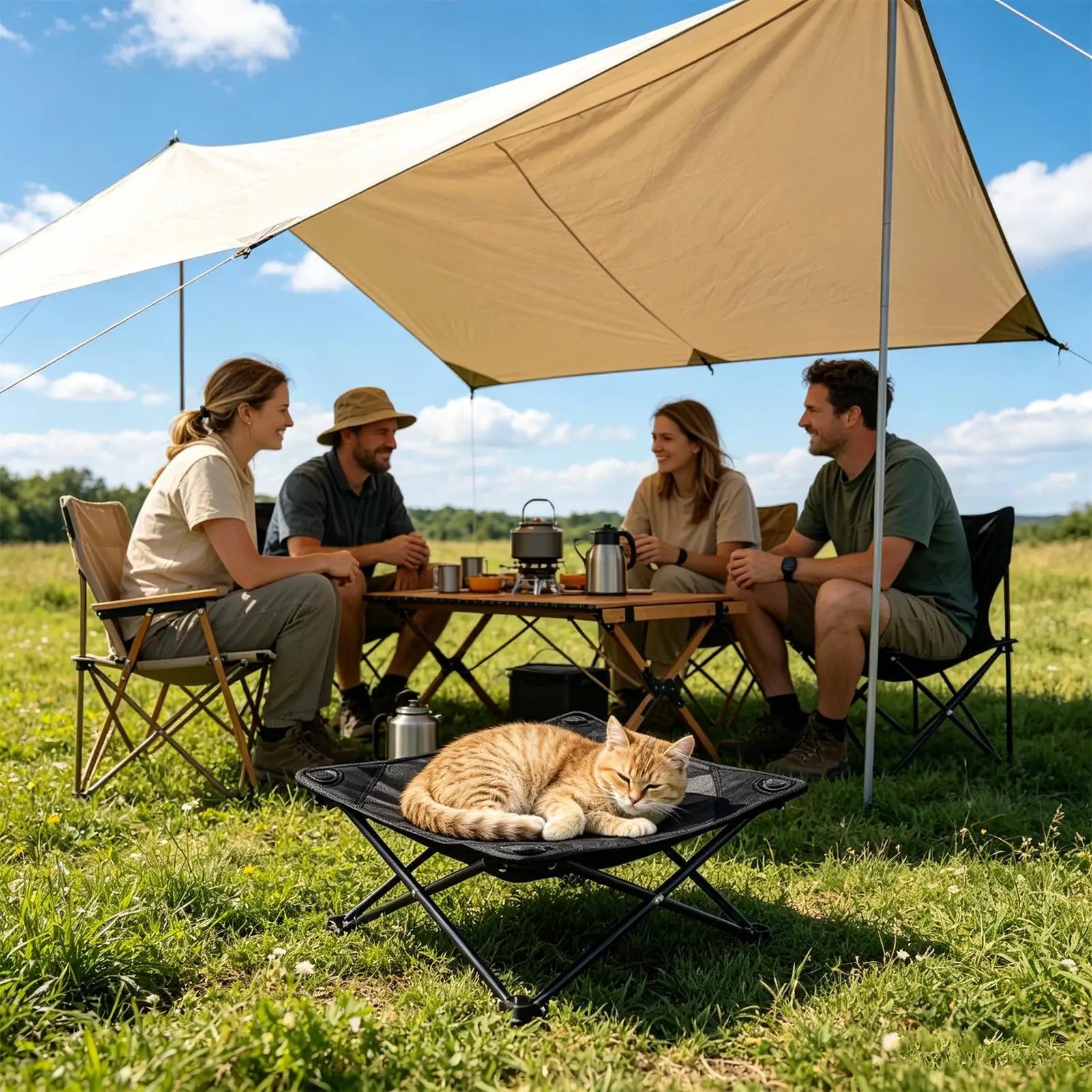 Foldable Dog Bed Moisture-Resistant Storage Bag Included Outdoor Mesh Sleeping Bed For Living Room Camping Yard Balcony Garden Peaceful Pleasures Health and Wellness