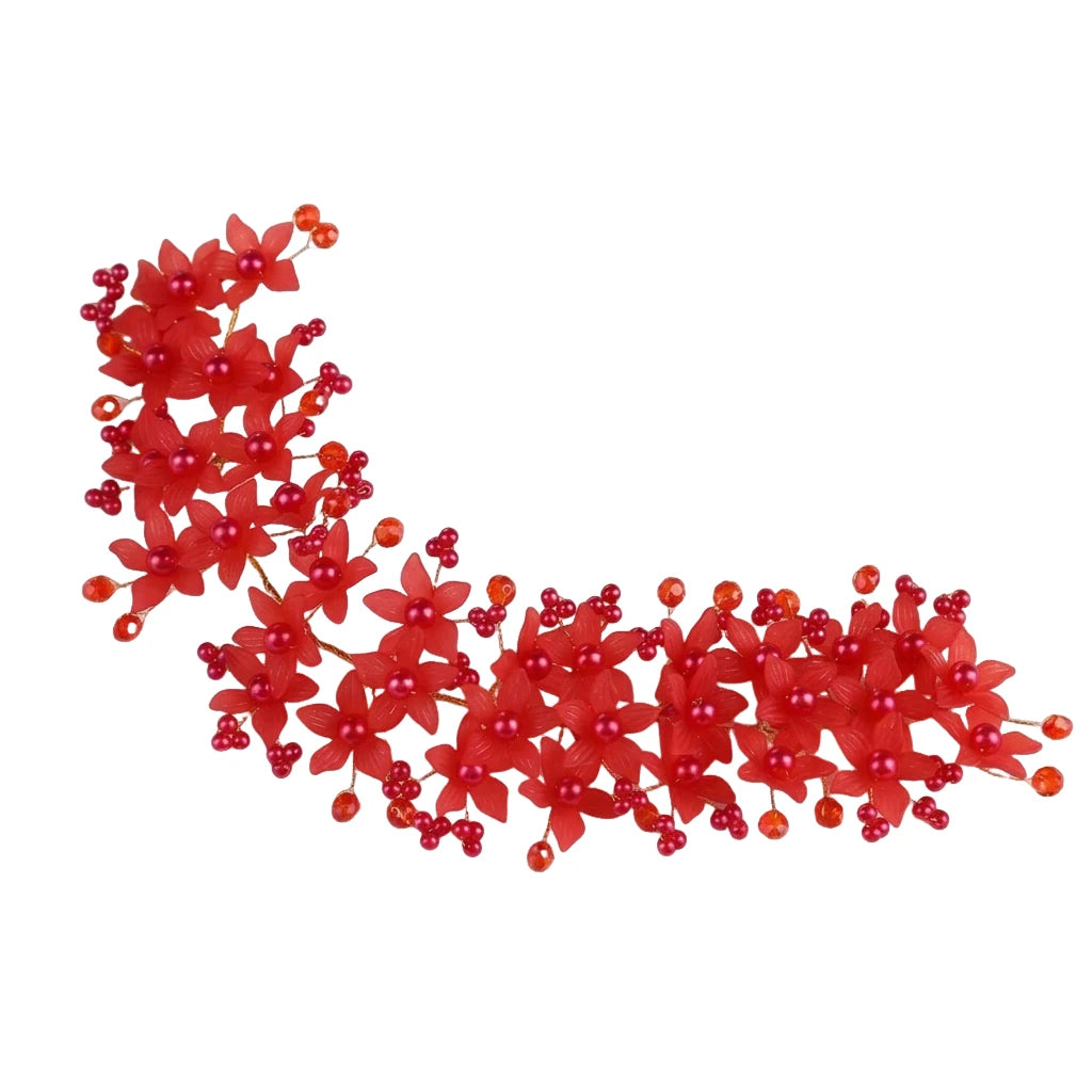 Crystal Pearl Floral Headpiece for Bridal Wedding Accessories Peaceful Pleasures Health and Wellness Red