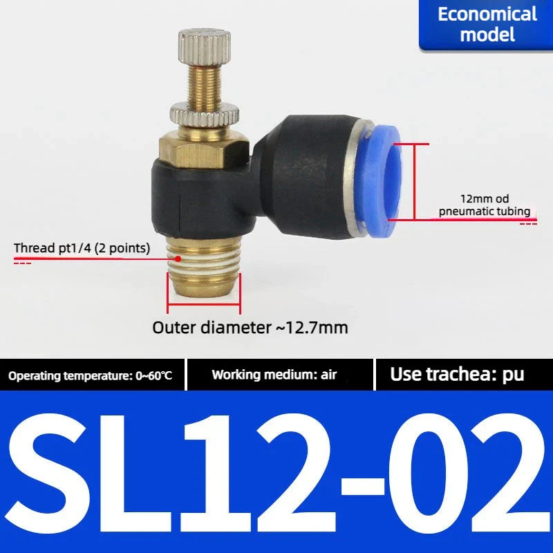 Quick Connect Pneumatic Air Speed Throttle Valve SL 4–12mm