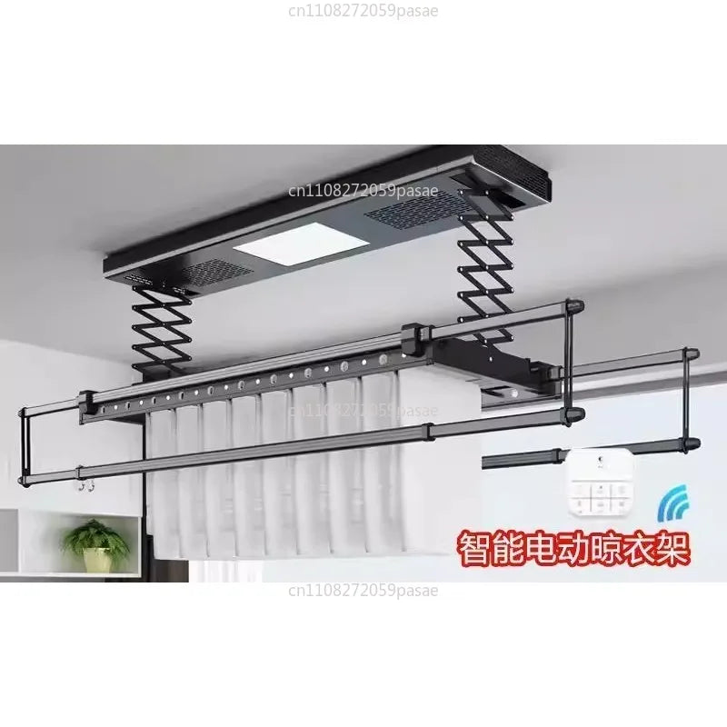 Electric Telescopic Clothes Dryer – Smart Remote 4-Pole Hanger