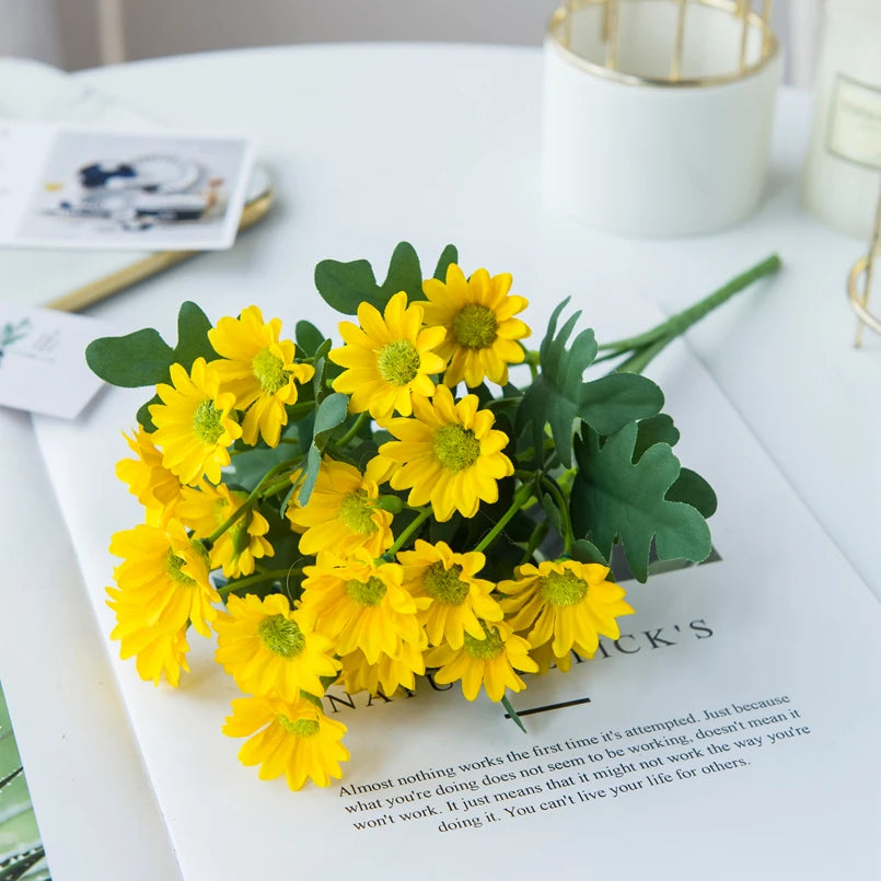 21-Head Silk Daisy Bouquet | Artificial Flowers Home & Wedding